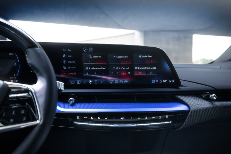 The 2026 OPTIQ-V Display Screen Displaying the V-Mode Settings | Davidson Cadillac of Rome in Rome NY