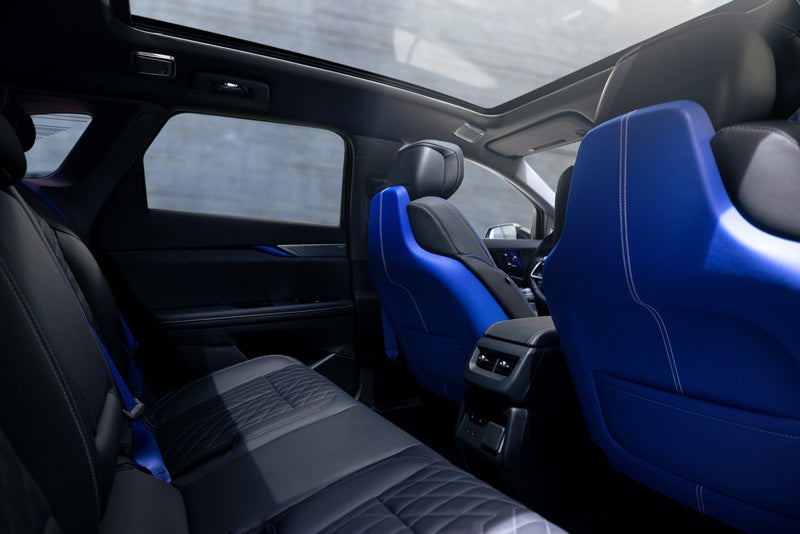 Back Seat View of the 2026 OPTIQ-V Blue Front Seats, Sun Roof, and Interior | Davidson Cadillac of Rome in Rome NY